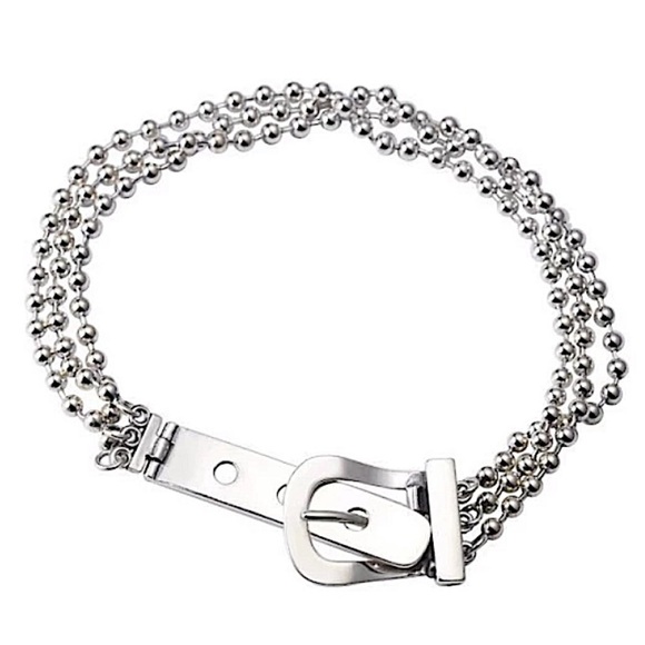 Sterling Silver Buckle Beaded Chain Bracelet - Picture 10 of 11